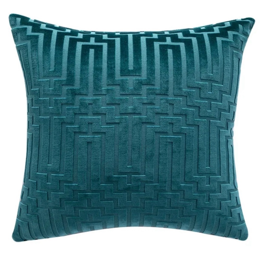 2 Teal Geometric Velvet Throw Pillow Case